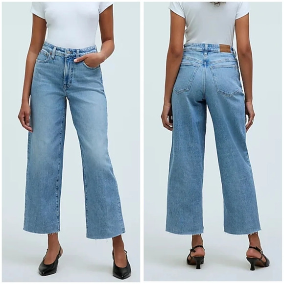 Madewell The Curvy Perfect Vintage Wide-Leg Crop Jean, High Waist, Sz 33T, EUC! - Picture 1 of 12